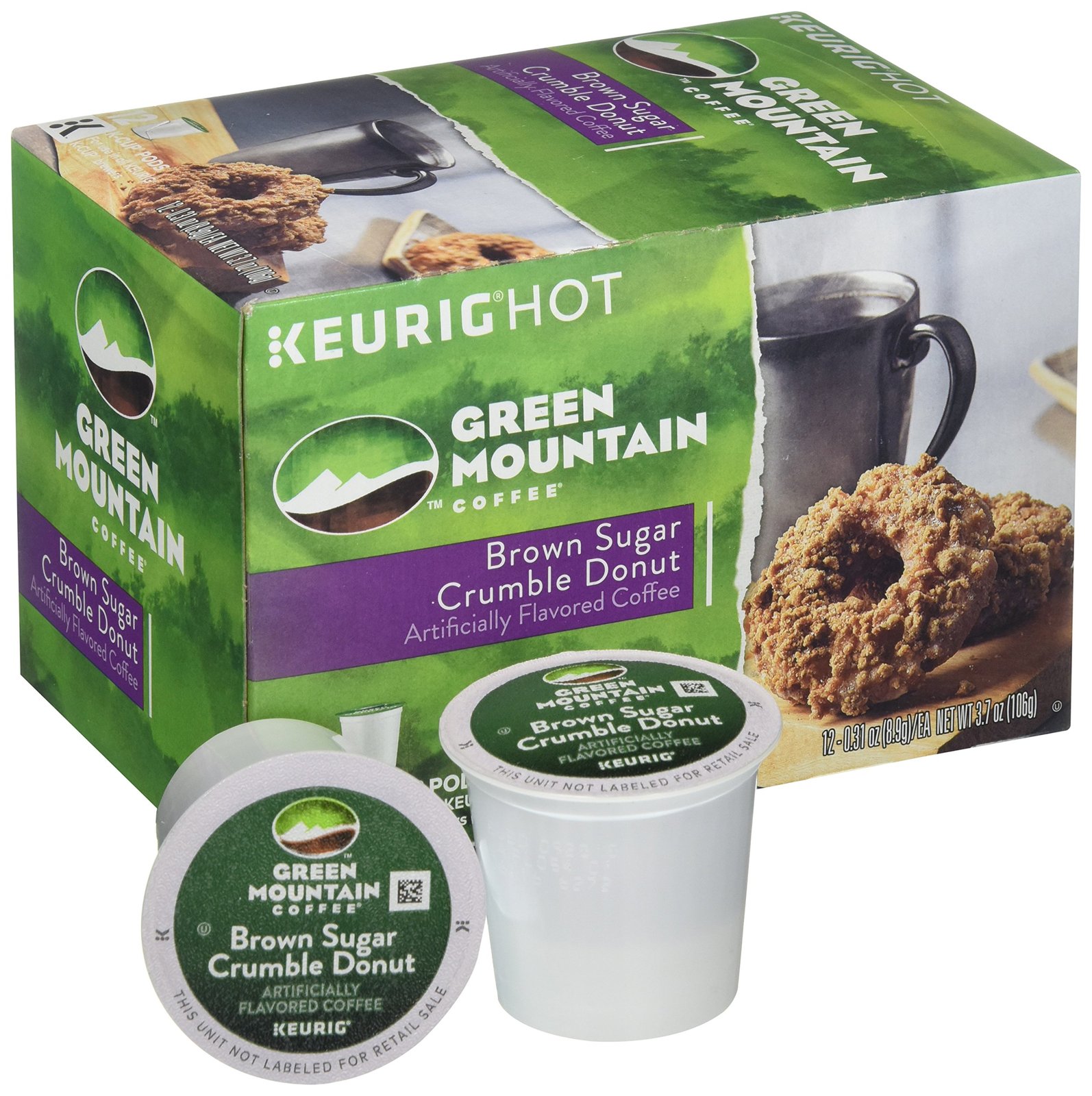 GREEN MOUNTAIN Coffee Keurig KCups, Brown Sugar Crumble Donut, 3.7 Ounce, 12 ct Coffee Pods