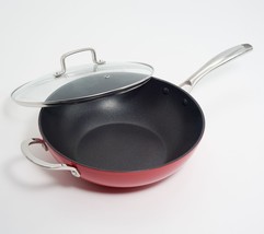 Cook&#39;s Essentials 11&quot; Forged Covered All Purpose Pan in Red  OPEN BOX - $38.79
