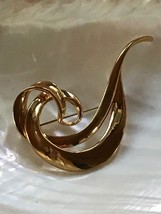 Estate Avon Signed Large Goldtone Swirl Pin Brooch - marked on backside - 2 and  - $12.19