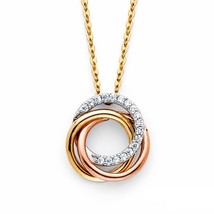 Nk0246 cz trinity infinity ring necklace 14k tricolor gold thumb200