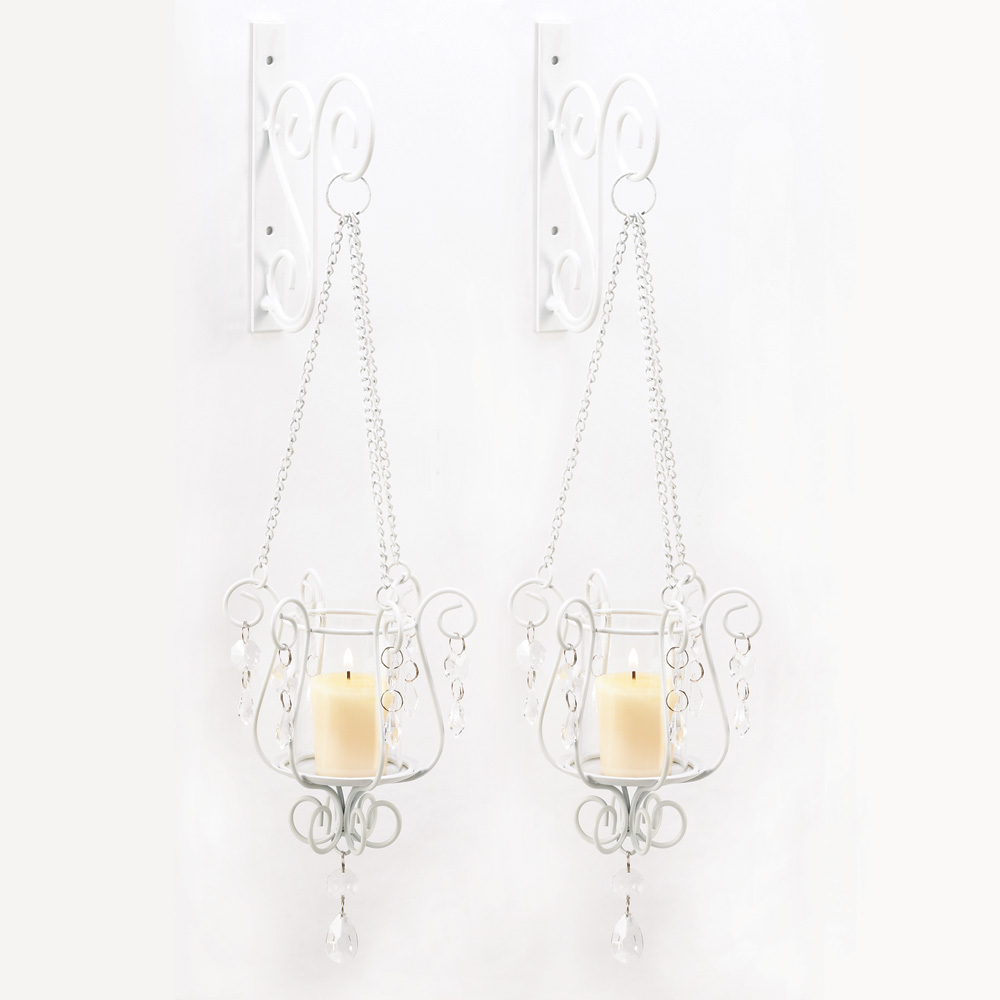 Freeswinging Votive sconce pendant metal hanging wall glass pair