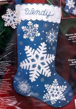 Bucilla Glittering Snowflakes Sparkle Blue Christmas Felt Stocking Kit 84956 - $59.95