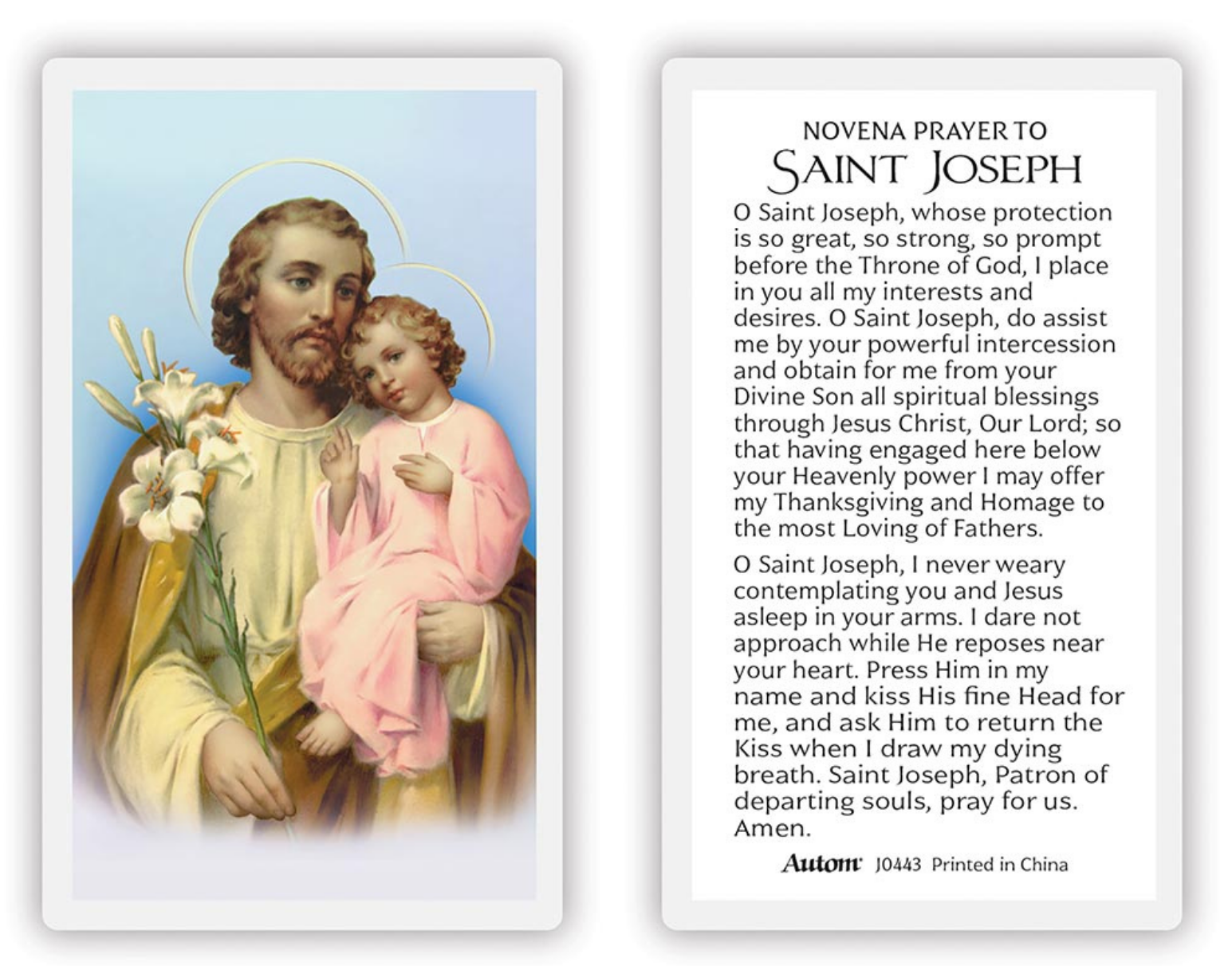 St. Joseph Gift Set Coffee Mug, Brown Wood Cord Rosary & Laminated Prayer Card Religion
