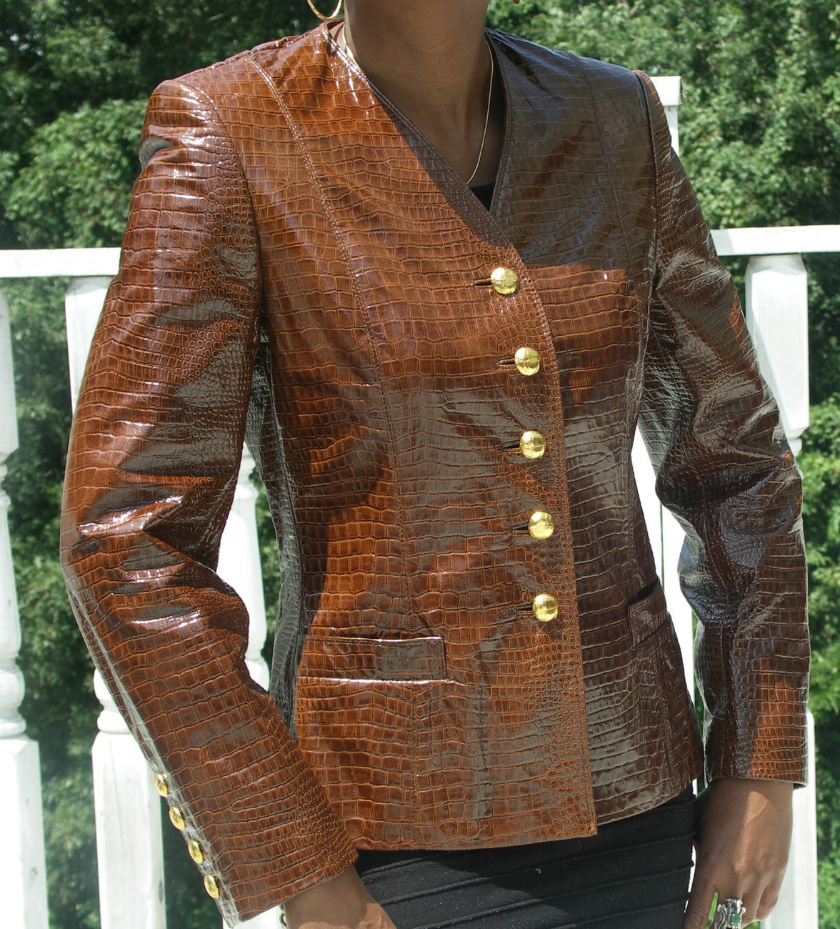New Nwot Stylish Escada crocodile embossed leather jacket Coat Stroller