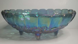 Indiana Carnival Glass Harvest Grape Iridescent Blue 4-Footed Fruit Bowl... - $69.00