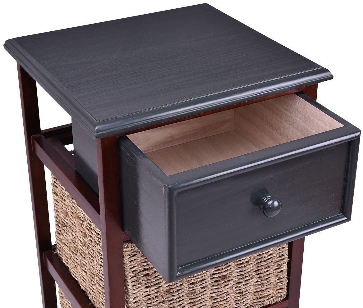 Nightstand Organizer For Women Bedside End Table 4 Tier Wooden Bedroom