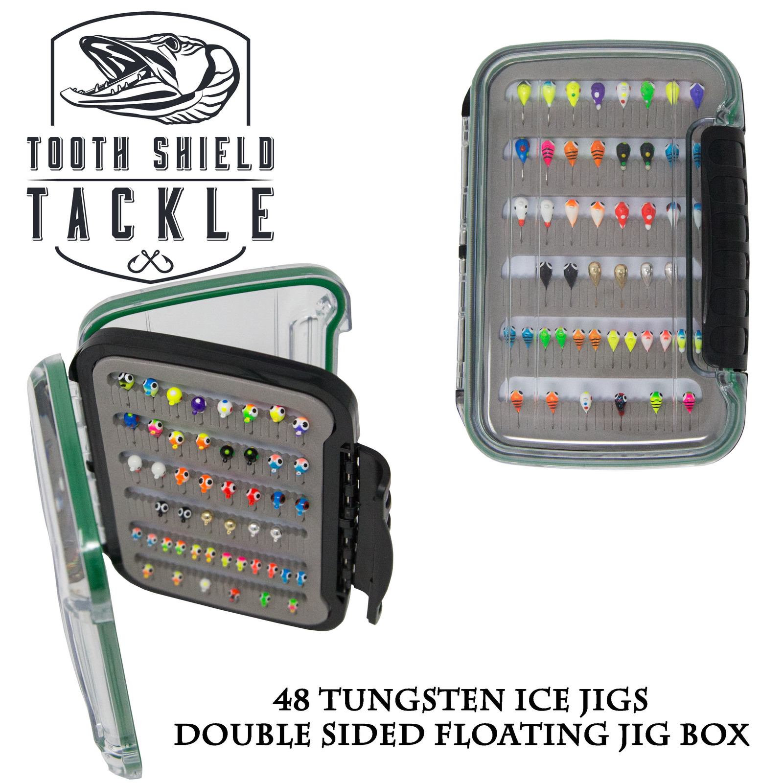 48 Piece Tungsten Ice Jigs Double Sided Floating Ice Fishing Jig Box