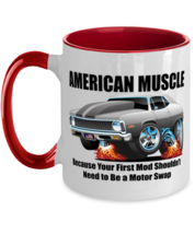 1971 Chevy Nova American Muscle Car CARtoons - 11 oz Red Two-Tone Coffee... - $18.99