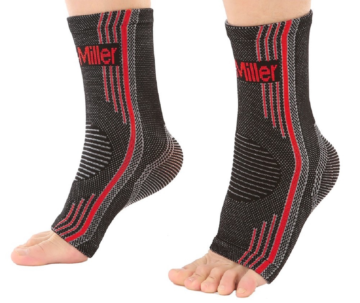Doc Miller Premium Ankle Brace Compression Support Sleeve Socks (Red, Medium)