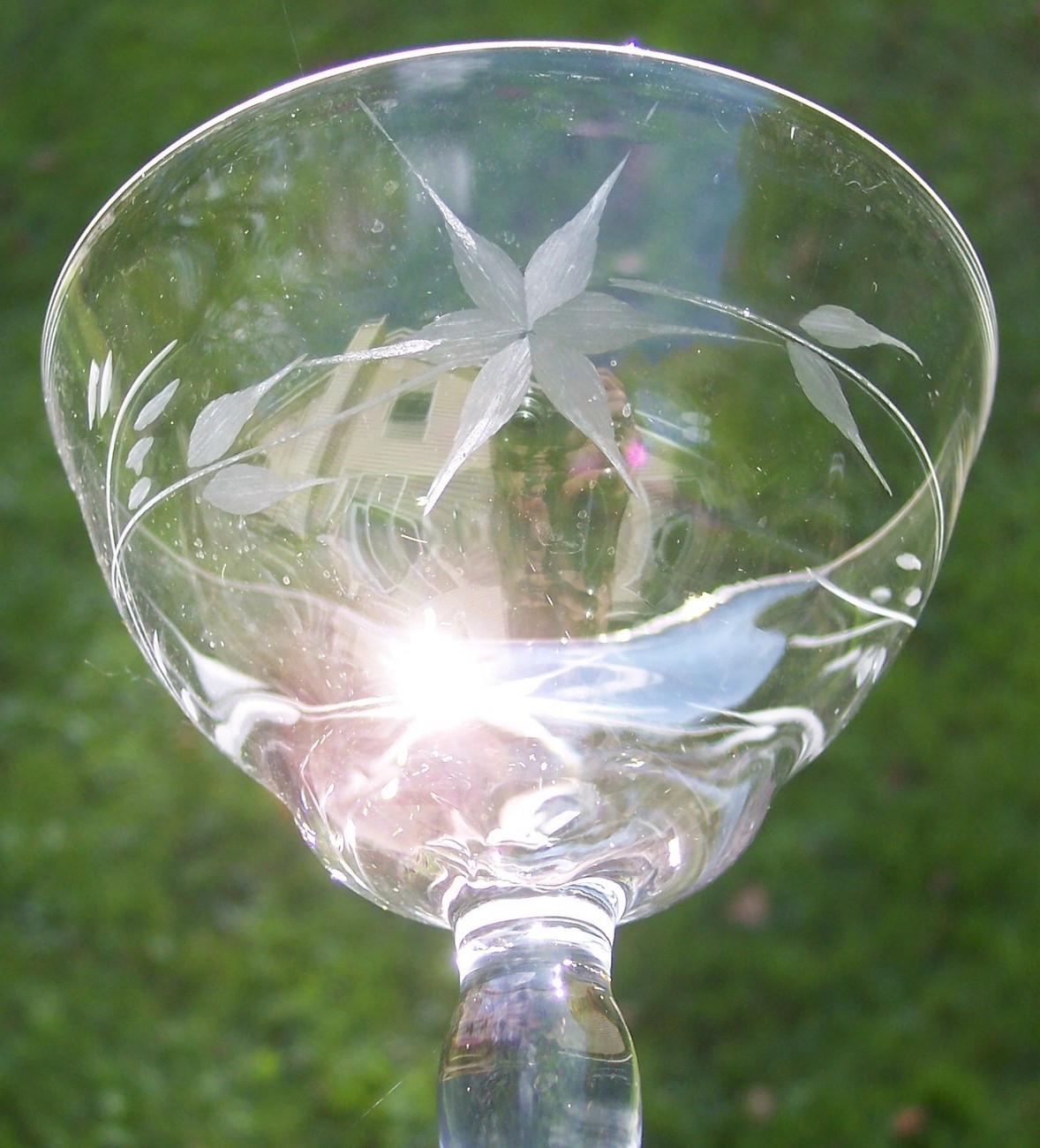 Crystal Cut Glass Champagne Glasses Sherbet Starflower Pointed Flower