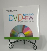Memorex DVD-RW 4.7GB  4x Discs 10-Pack Large Storage Blank Media New Sealed - $12.86