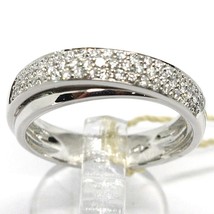 SOLID 18K WHITE GOLD BAND RING, 3 DIAMONDS ROWS CT 0.41, CROSSED BINARY image 1
