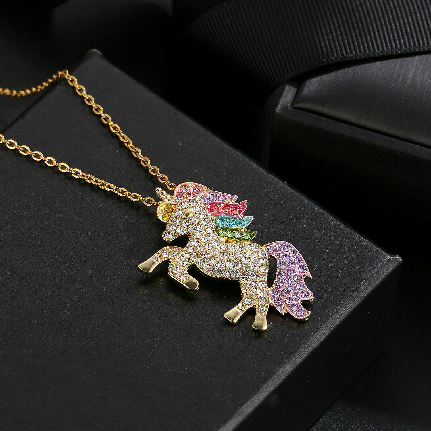 Cute Lucky Unicorn Necklace Gold Clavicle Chains Women Girl's Gift