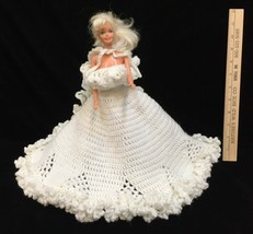 Barbie Doll 1966 Blonde Blue Eyes Mattel Pink Crocheted Wedding Dress Vintage - $37.57