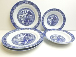 5 Royal Cuthbertson Blue Willow (3) 10 3/4&quot; Dinner Plates (2) 8 1/2&quot; Sal... - $45.41