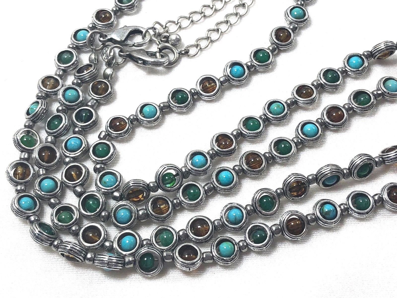 Premier Design PD Crown Silver tone metal Gemstone beads Necklace 40