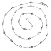 18K WHITE GOLD ROLO ALTERNATE CHAIN NECKLACE 3mm FACETED OVAL BALLS 18&quot; - $527.08