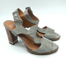 Franco Sarto Allister Heels Sandals Suede Perforated Open Toe Gray Size 9.5 - $38.59