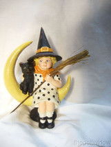 Bethany Lowe Midnight Moon, Halloween Witch Black Cat on a Moon image 1