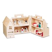 Melissa &amp; Doug Fold &amp; Go Wooden Dollhouse With 2 Play Figures And 11 P - $91.99