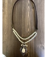 “The Dropped Pearl” Leather Pearl  Necklace Free Shipping! Final Price D... - $44.95