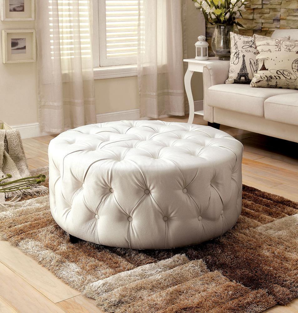 Collingwood Diamond Button Tufted 36 inch Round Cocktail Ottoman in ...