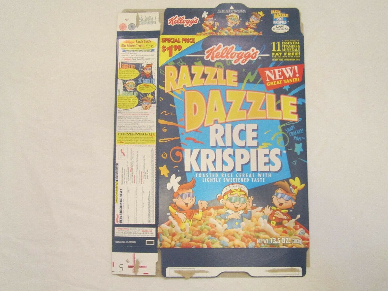 KELLOGG'S Empty Cereal Box 1998 RAZZLE DAZZLE RICE KRISPIES [Z201c2