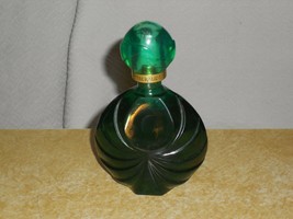 Vintage Coty EMERAUDE Large Round Green Glass Bottle 3.25 oz. #229-4011 - $38.61