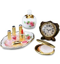 Perfume &amp; Compact Set 1.716/5 Clock Nail Polish Reutter DOLLHOUSE Miniature - $22.48