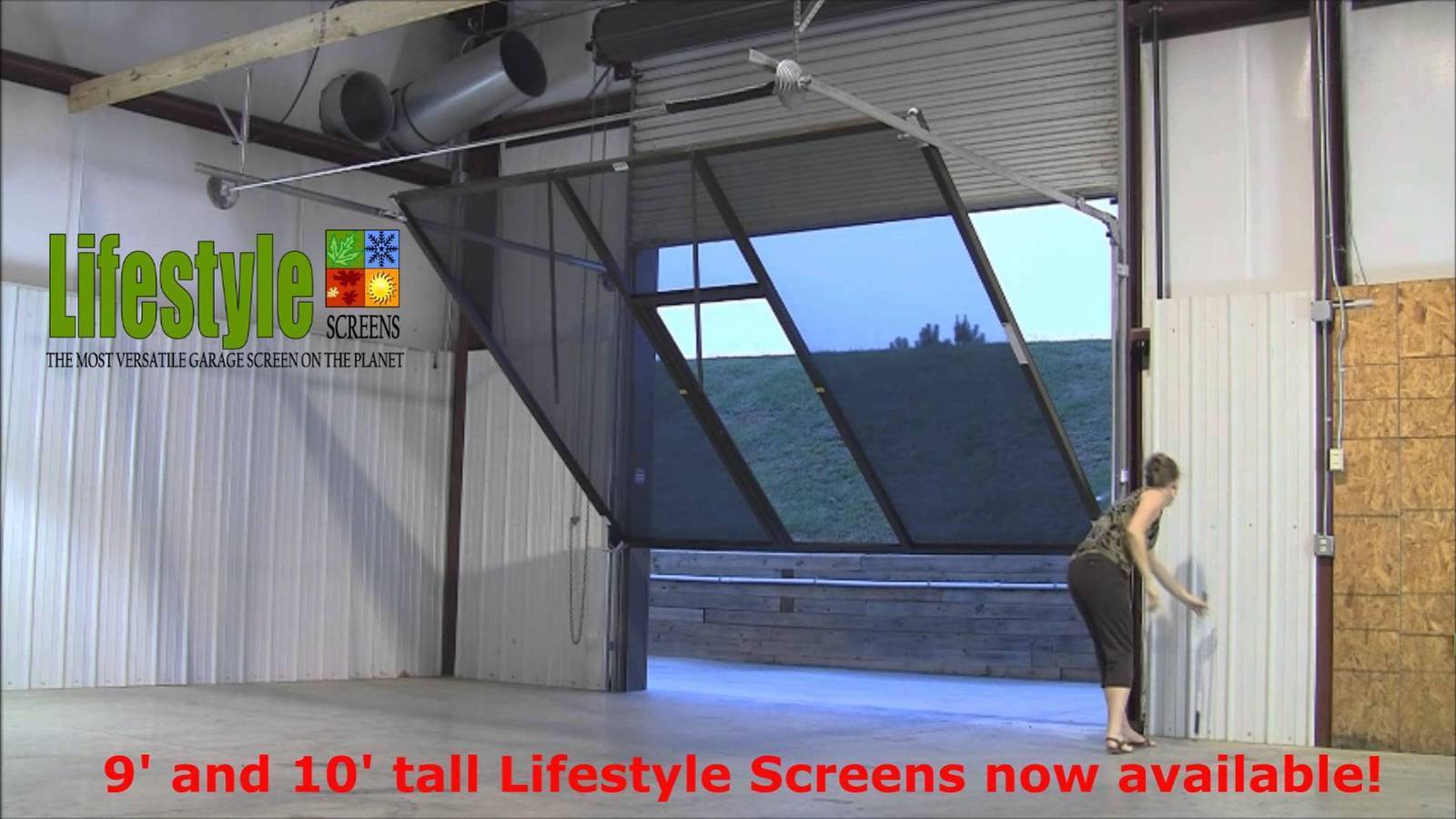 Lifestyle Screens Garage Screen Door 9’H with Black SuperScreen