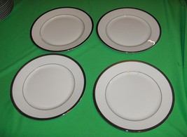 4 Rosenthal Nobility China Salad Plates Germany White Platinum Silver Band - $64.35