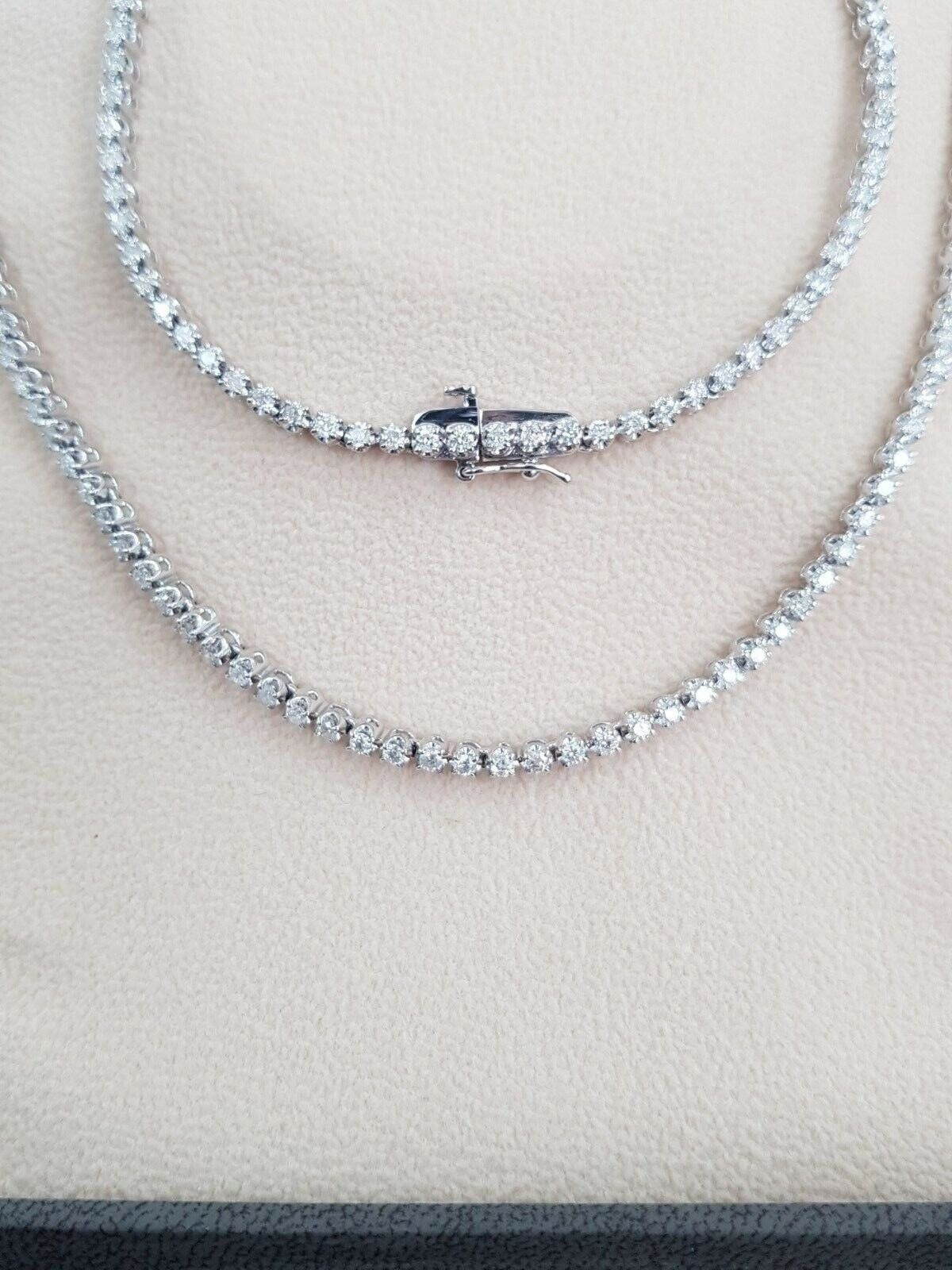 5Ct Real Diamond Eternity Tennis Necklace 14K White Gold For Her For ...