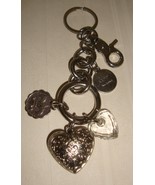 Kathy Van Zeeland Silver Tone Heart Dangle Bag Charm Keychain Keyring  - $10.88