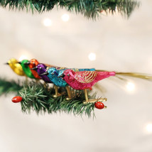OLD WORLD CHRISTMAS SET OF 6 LOVEBIRDS CLIP-ON GLASS CHRISTMAS ORNAMENTS... - $58.88