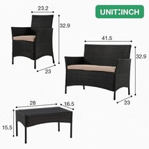 Outdoor Wicker Chair Patio Bistro Rattan Furniture - Modern Bistro Set - Black image 2