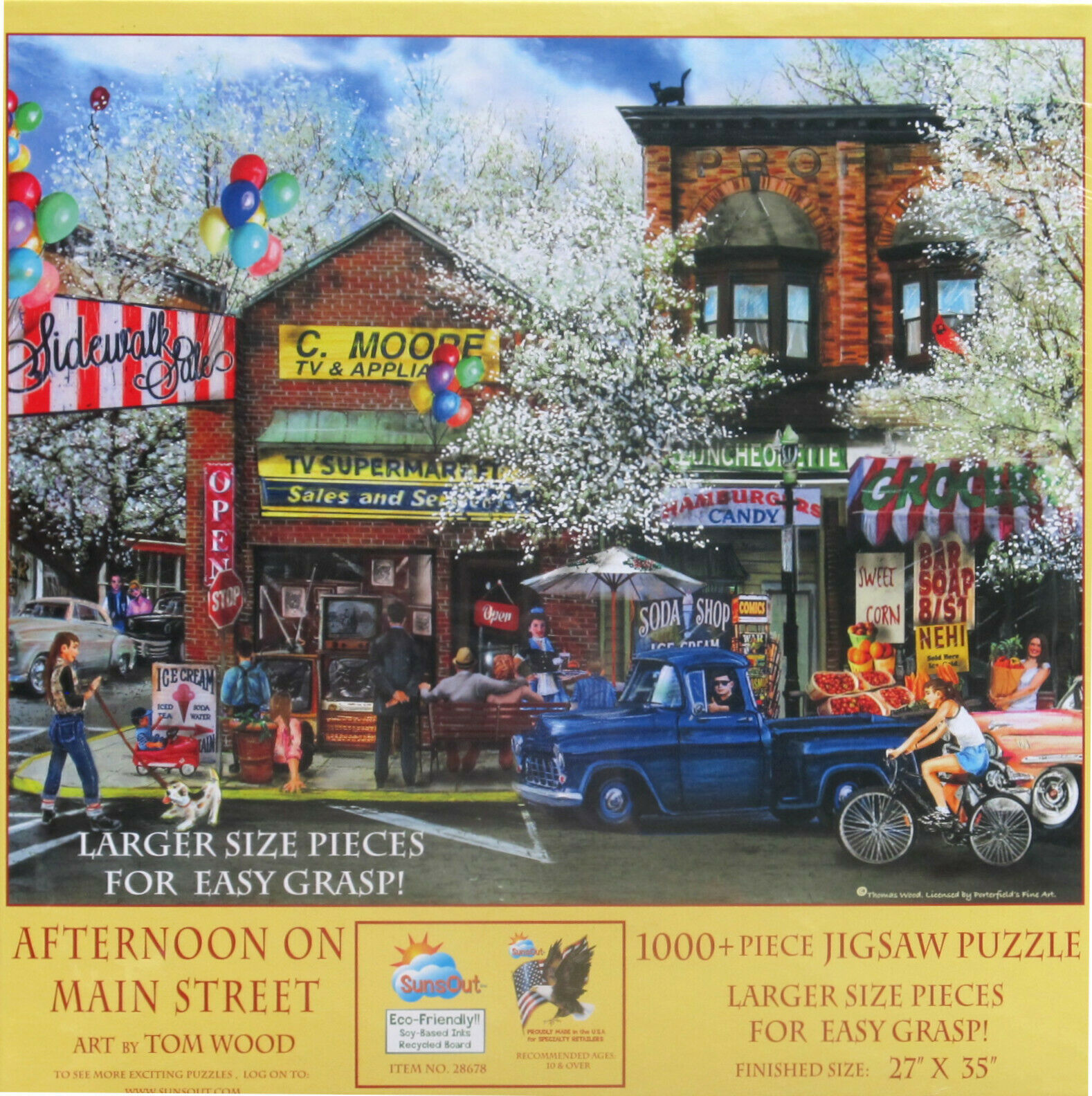 SunsOut Tom Wood Afternoon on Main Street 1000 pc Jigsaw Puzzle XL