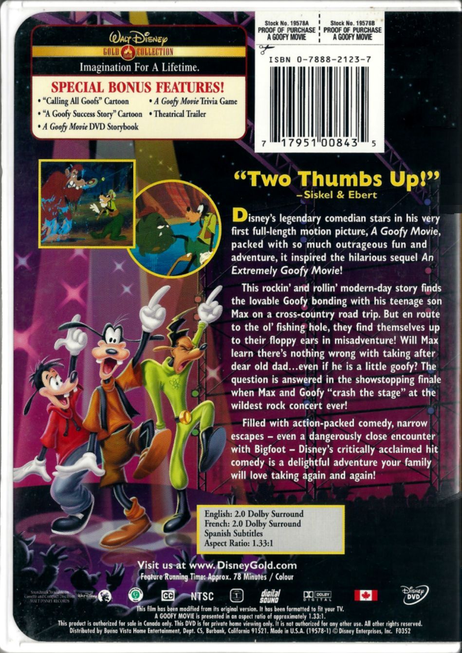 A Goofy Movie [DVD] (Walt Disney Gold Classic Collection) (Bilingual ...