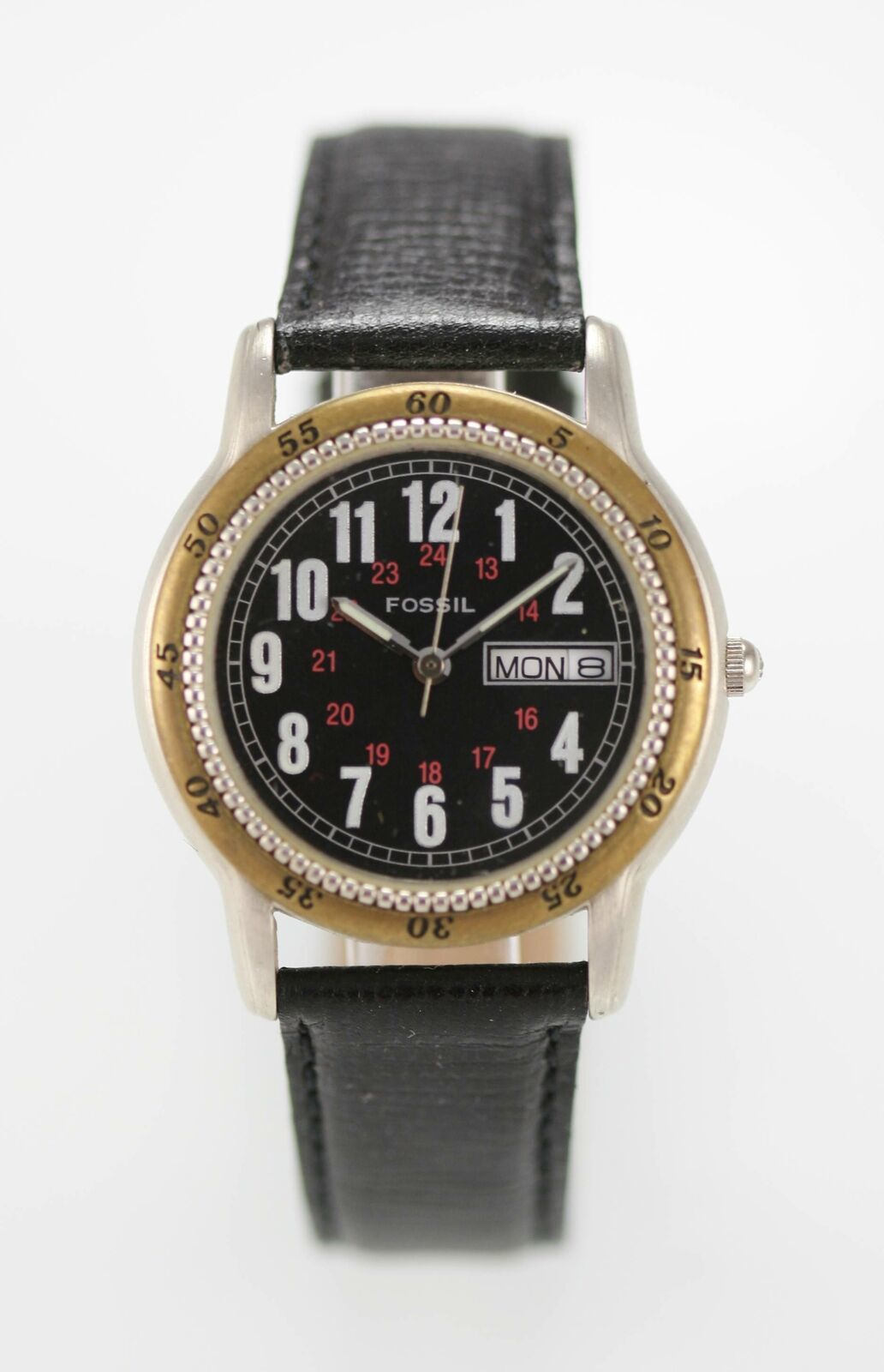 gold and silver fossil watch men's