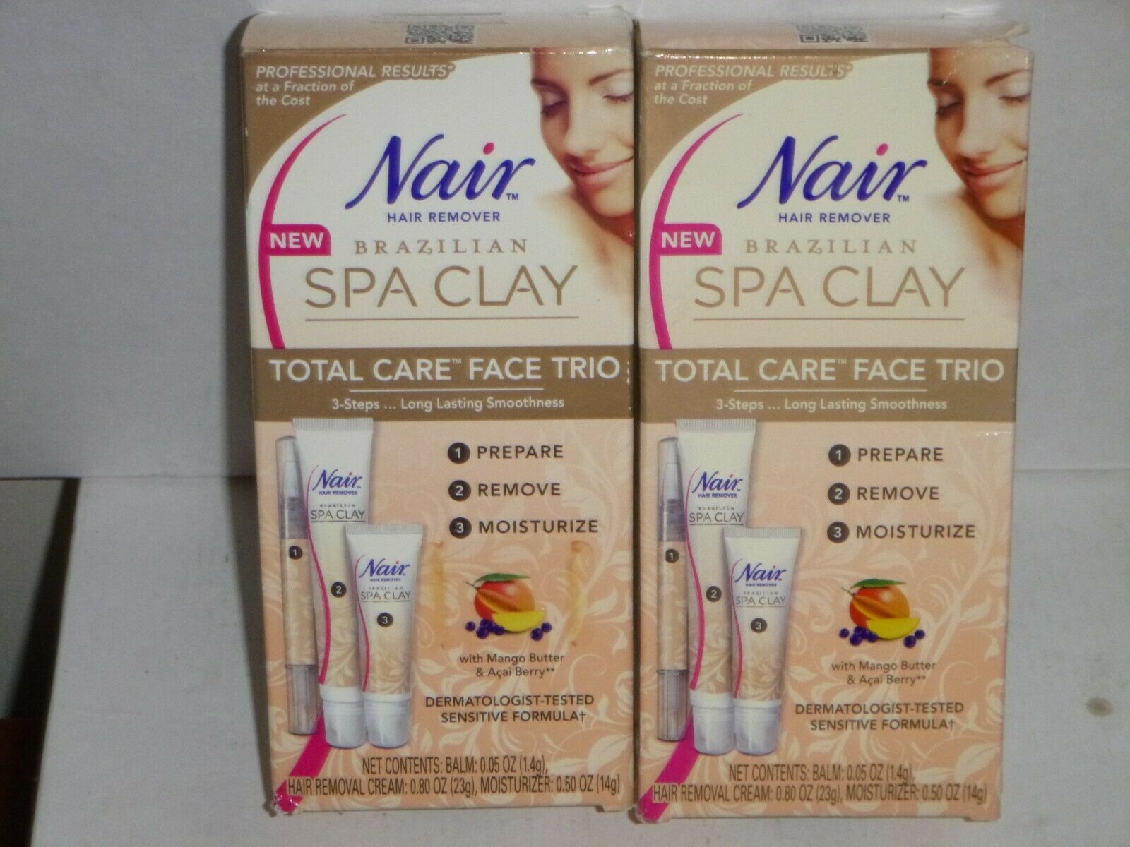 Primary image for (2 pack)  Nair Brazilian Spa Clay Total Care Face Trio 1.35 Ounce each