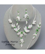 Green Flower Crystal 3 piece Bridesmaid Wedding Party Prom Formal Neckla... - $19.79