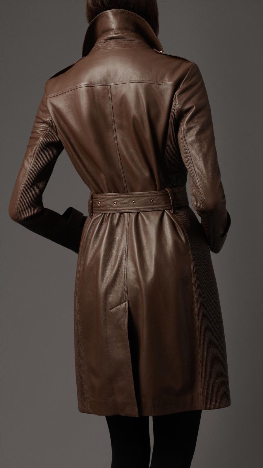 New Women Brown Leather Trench Coat Genuine Lambskin Overcoat Sizes S,M ...
