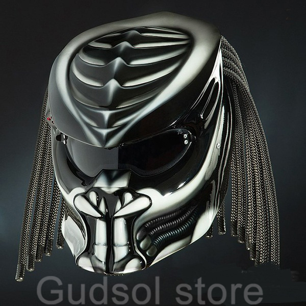 PREDATOR HELMET ZEBRA BACKBONE FANGS HALF HELMETS DOT APPROVED - Helmets