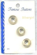 Set of 3 Vintage Clear Plastic Glass Centers Raised Buttons - $3.99