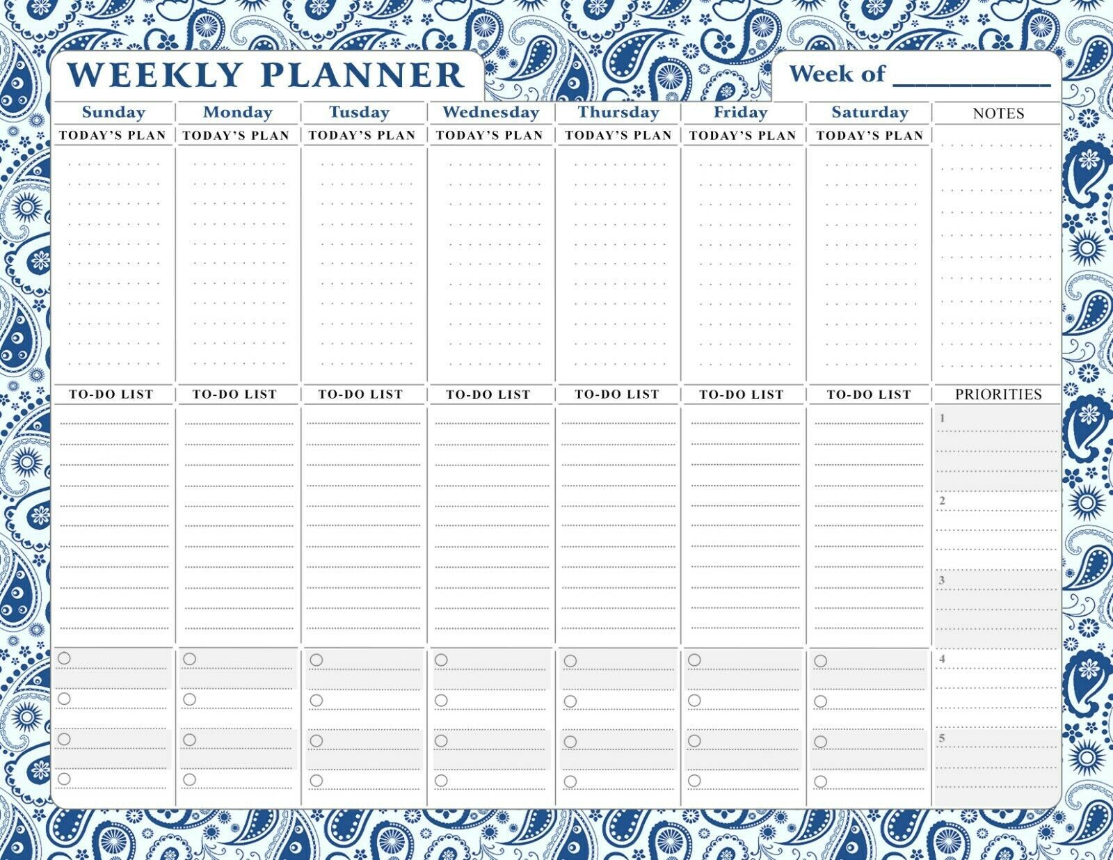 Magnetic Weekly Calendar - 52 Undated Sheets - Notepad Desk Pad - (Edition #009)