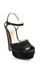 Jill Stuart Womens Peep Toe Platform Block Heel Sandals Black Suede EUR ... - $55.00