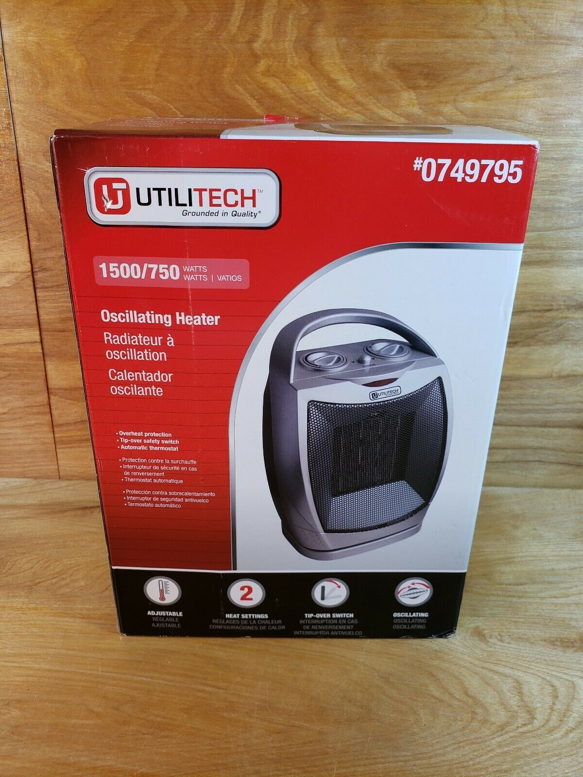 NEW!! UTILITECH Oscillating Space Heater Adjustable Thermostat Portable Electric Portable