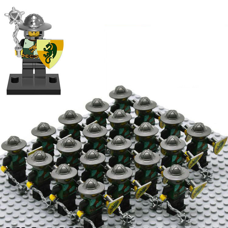 21pcs/set Medieval War Castle Dragon Knight Army Minifigure Bricks MOC Boys Toys