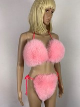 Fox Fur Bikini Double Sided Fur Two Pieces Bikini Fur Top And Panties Pink Color image 7