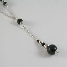 925 SILVER NECKLACE WITH 8 MM ROUND ONYX AND FACETED BALLS image 3