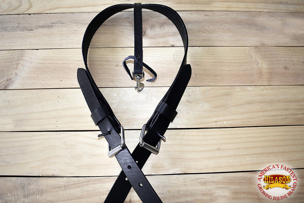 HILASON BLACK WESTERN DRAFT SIZE SINGLE PLY LEATHER HORSE FLANK CINCH